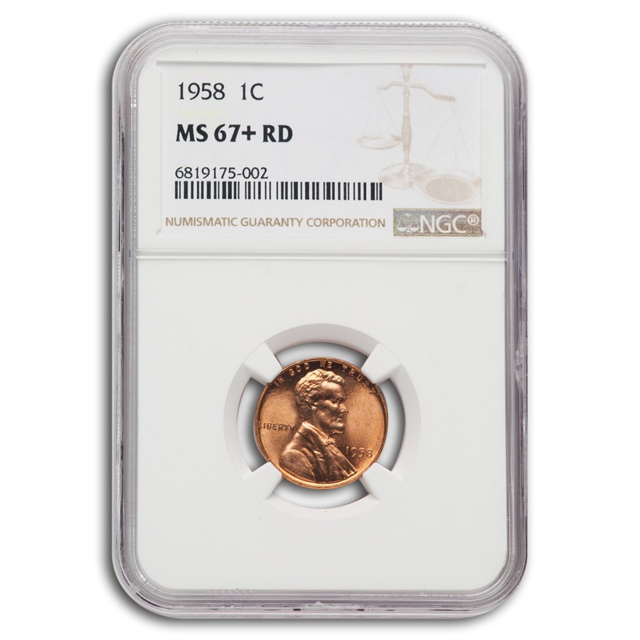 1958 Lincoln Cent MS-67+ NGC (Red)