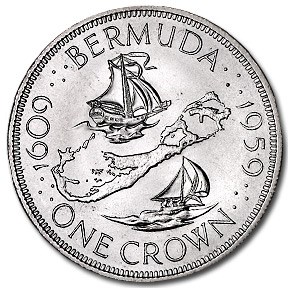 1959 Bermuda Silver One Crown BU