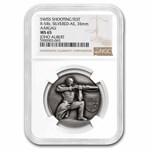 1959 Switzerland Aargau AE Silvered Shooting Medal MS-65 NGC