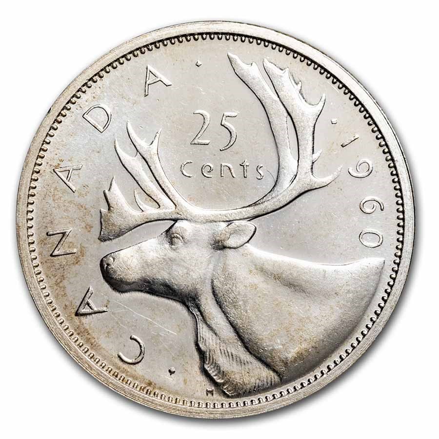 1960 Canada Silver 25 Cents BU/Prooflike