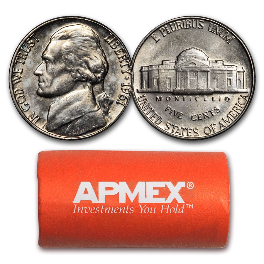 1961 Jefferson Nickel 40-Coin Roll BU