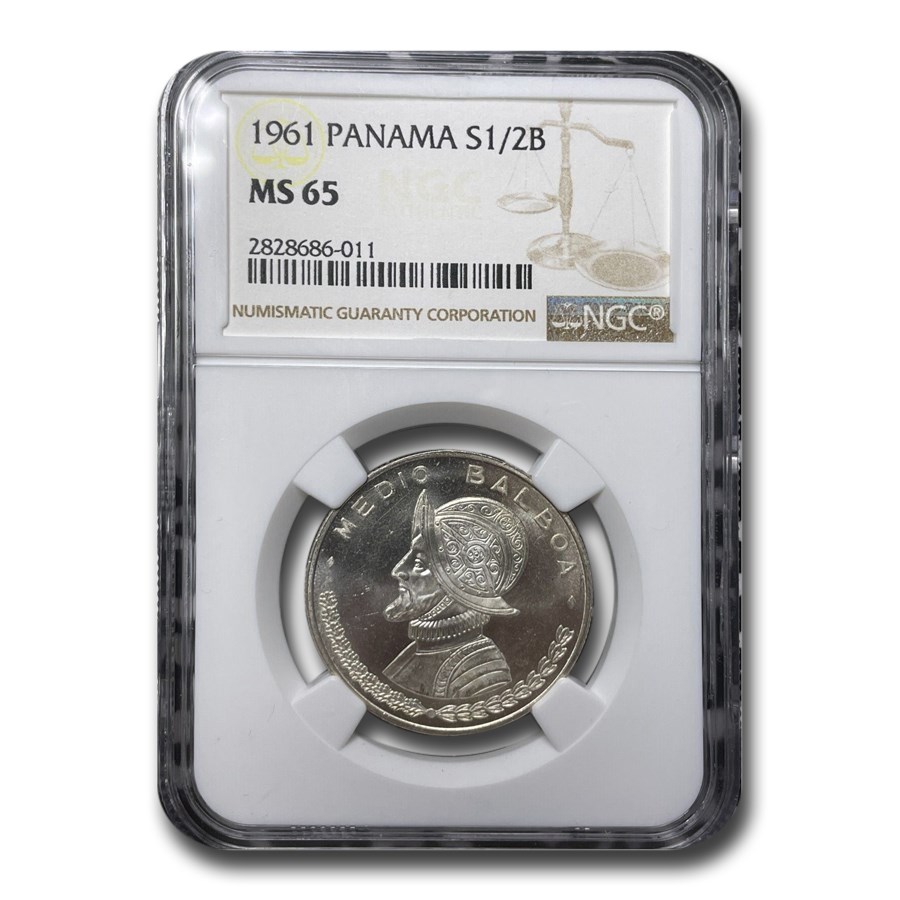 1961 Panama Silver 1/2 Balboa MS-65 NGC