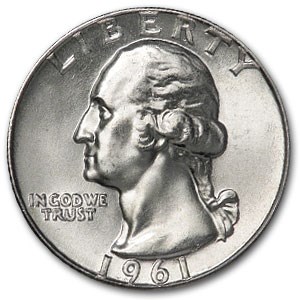 1961 Washington Quarter BU