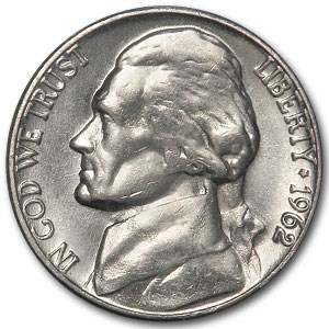 1962 Jefferson Nickel BU