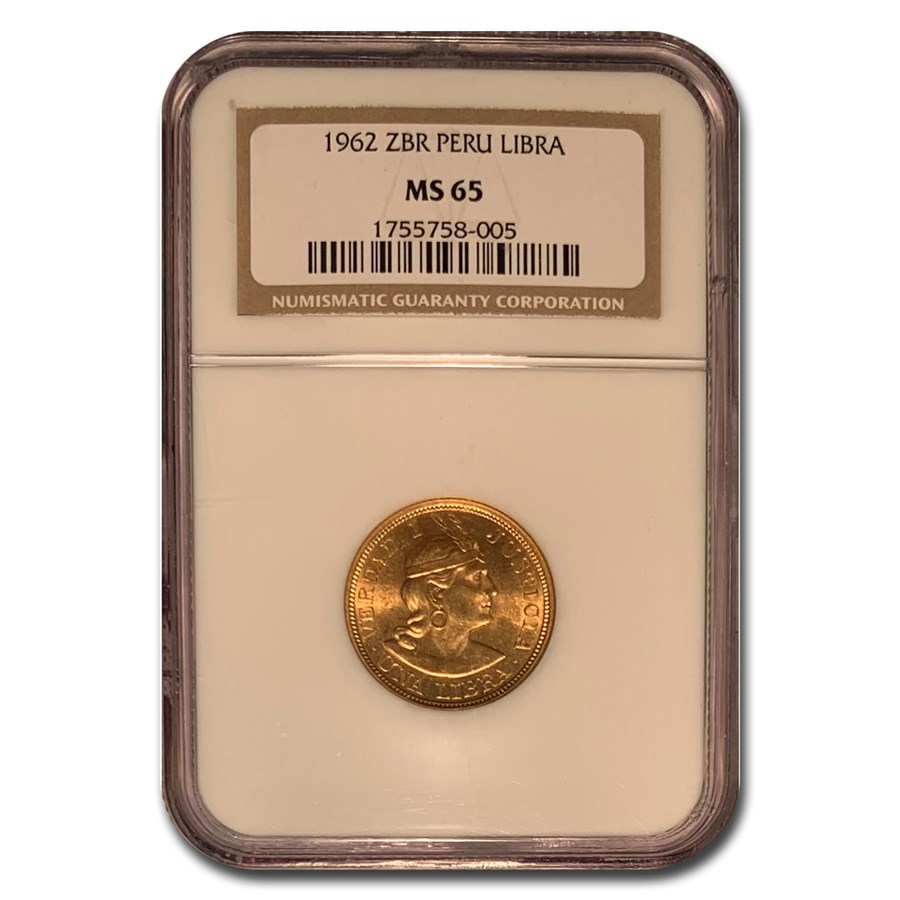 1962 ZBR Peru Gold 1 Libra MS-65 NGC