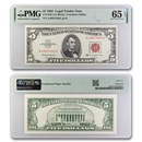 1963 $5.00 U.S. Note Red Seal CU-65 EPQ PMG (Fr#1536)