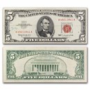 1963 $5.00 U.S. Note Red Seal Cull/Good (Fr#1536)