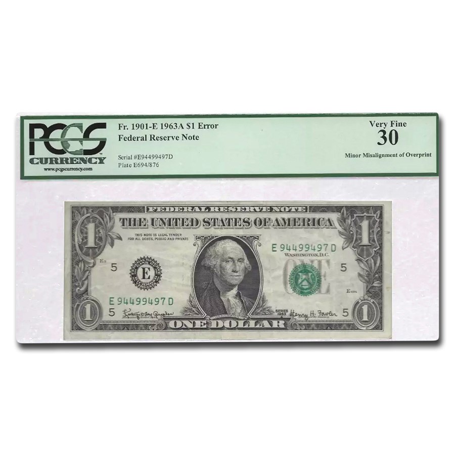 1963-A (E-Richmond) $1.00 FRN VF-30 PCGS (Fr#1901-E) Error