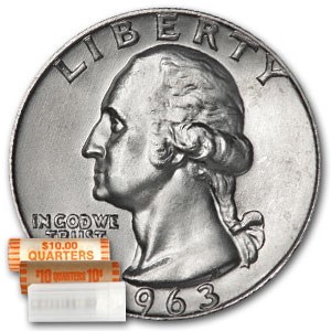 1963-D Washington Quarter 40-Coin Roll BU