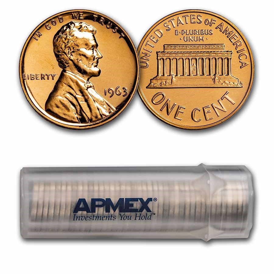 1963 Lincoln Cent 50-Coin Roll Proof