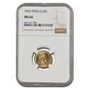 1963 Peru Gold 10 Soles Liberty MS-66 NGC