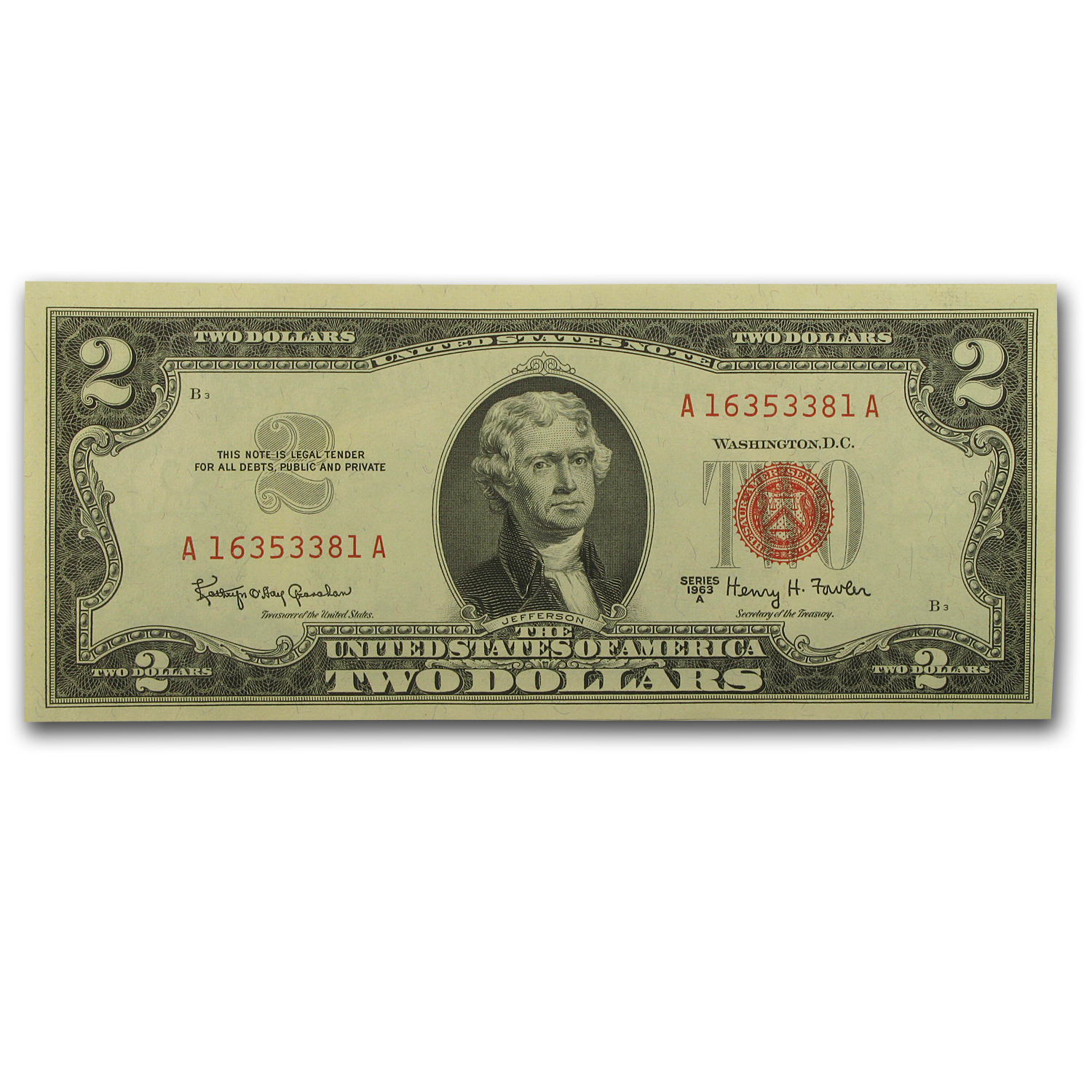 Buy 1963 thru 1963 A 2.00 U.S. Notes Red Seal CU APMEX