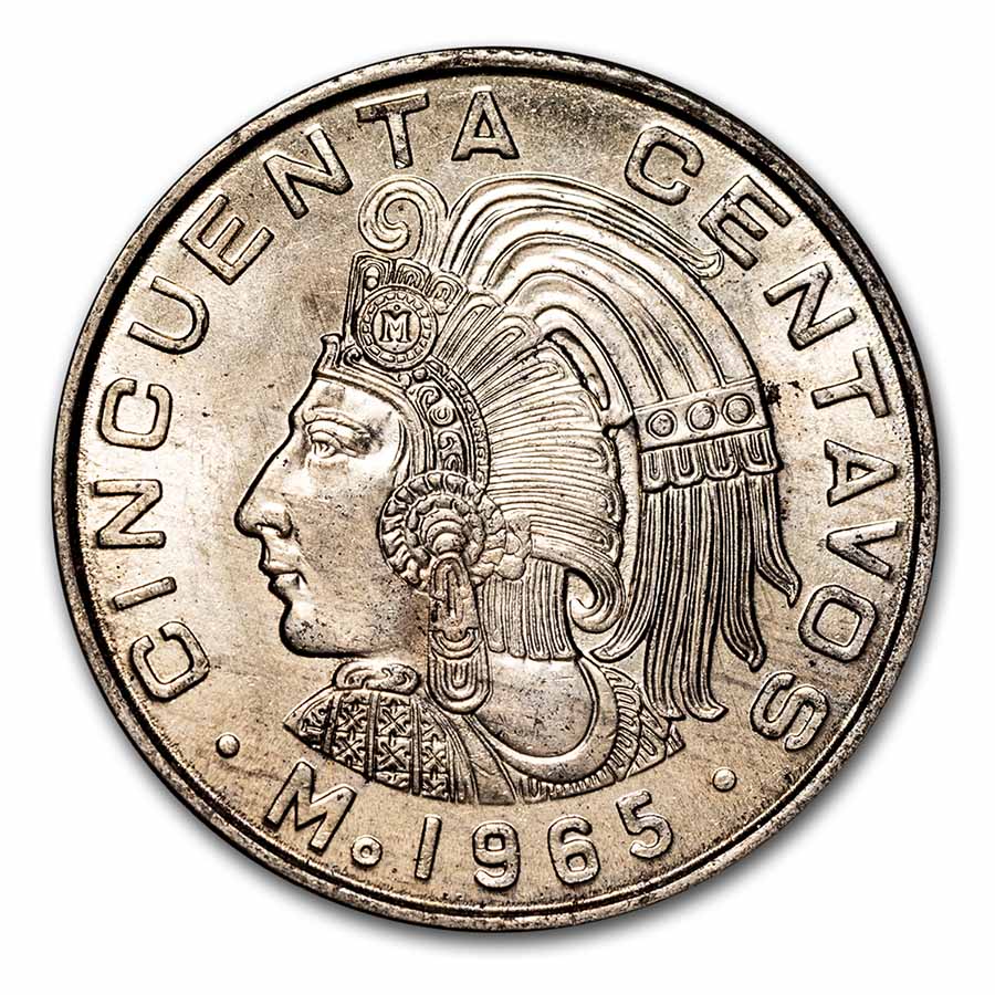 Buy 1964 1969 Mexico Cincuenta Centavos Cuauhtemoc APMEX