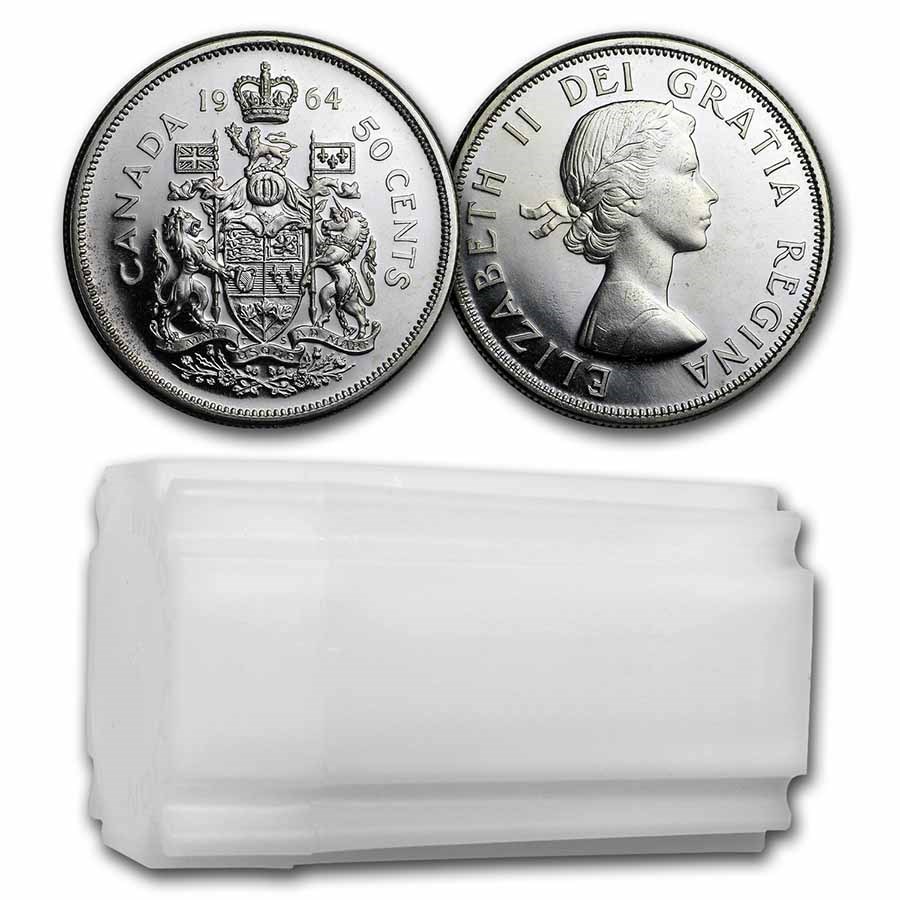 1964 Canada Silver Half Dollar 20-Coin Roll BU