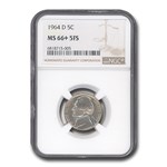 1964-D Jefferson Nickel MS-66+ NGC (FS)