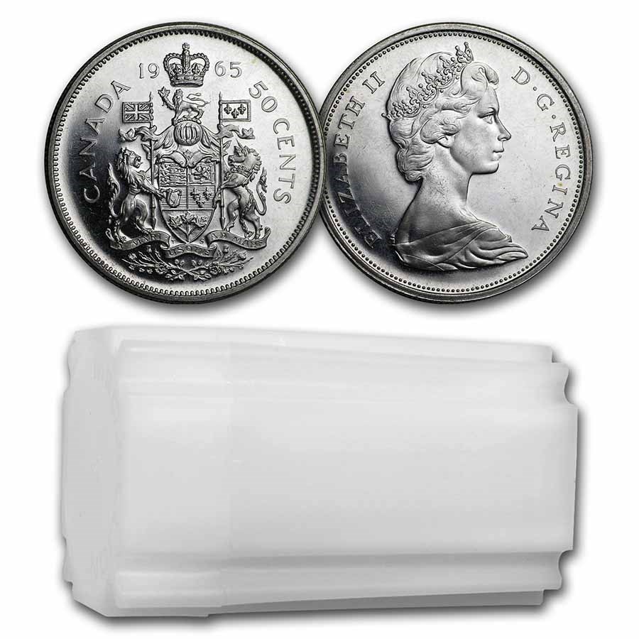 1965 Canada Silver Half Dollar 20-Coin Roll BU