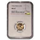 1965 Peru Gold 10 Soles Liberty MS-67 NGC