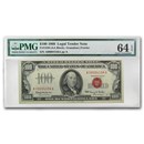 1966 $100 U.S. Note Red Seal CU-64 EPQ PMG (Fr#1550)