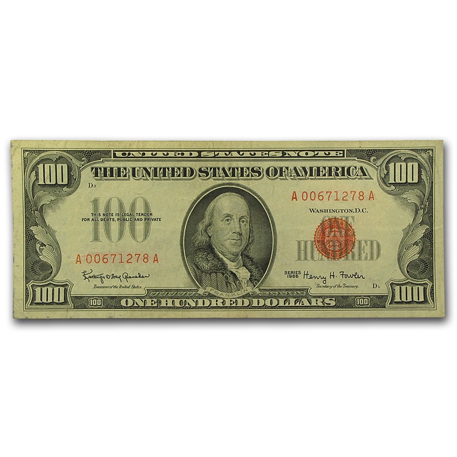 1966 $100 U.S. Note Red Seal VF (Fr#1550)