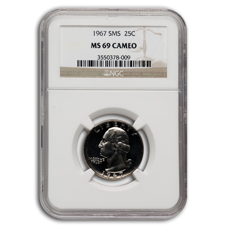 1967-S Washington Quarter MS-69 NGC Cameo (SMS)