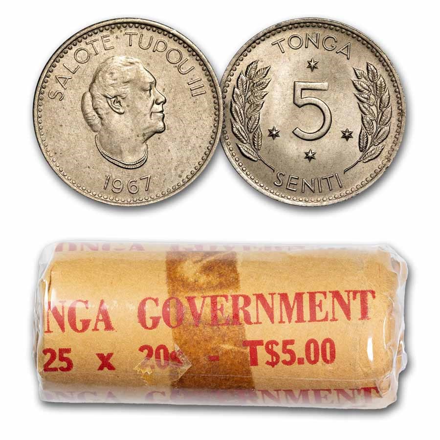 1967 Tonga 20 Seniti $5 Face Value Roll