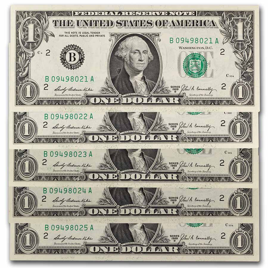 Buy 1969-B B-NY $1 FRN CU 10 Consec Notes Fr#1905-B | APMEX