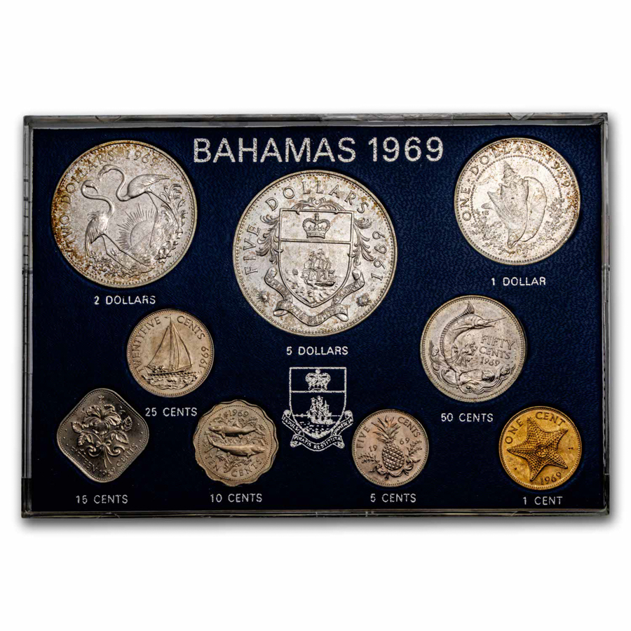 1969 Bahamas 9-Coin Set BU