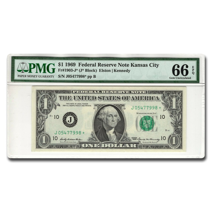 Buy 1969* (J-Kansas City) $1 FRN CU-66 EPQ PMG (Fr#1903-J*) Star Note ...