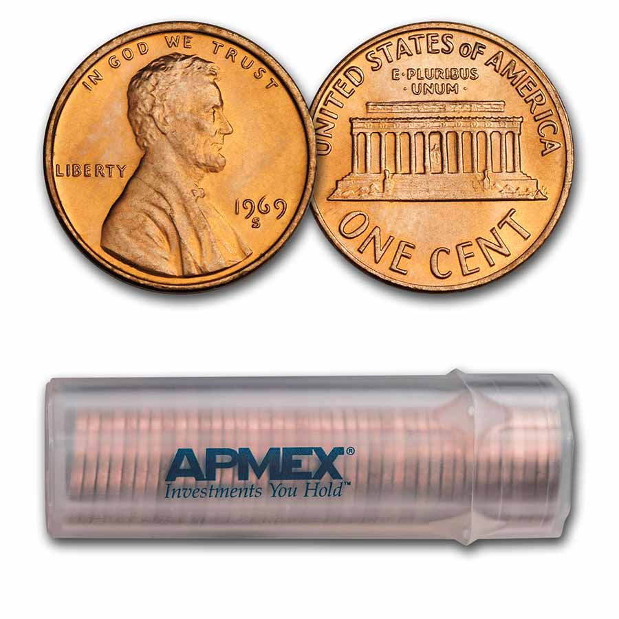 Buy 1969 S Lincoln Cent 50 Coin Roll BU APMEX