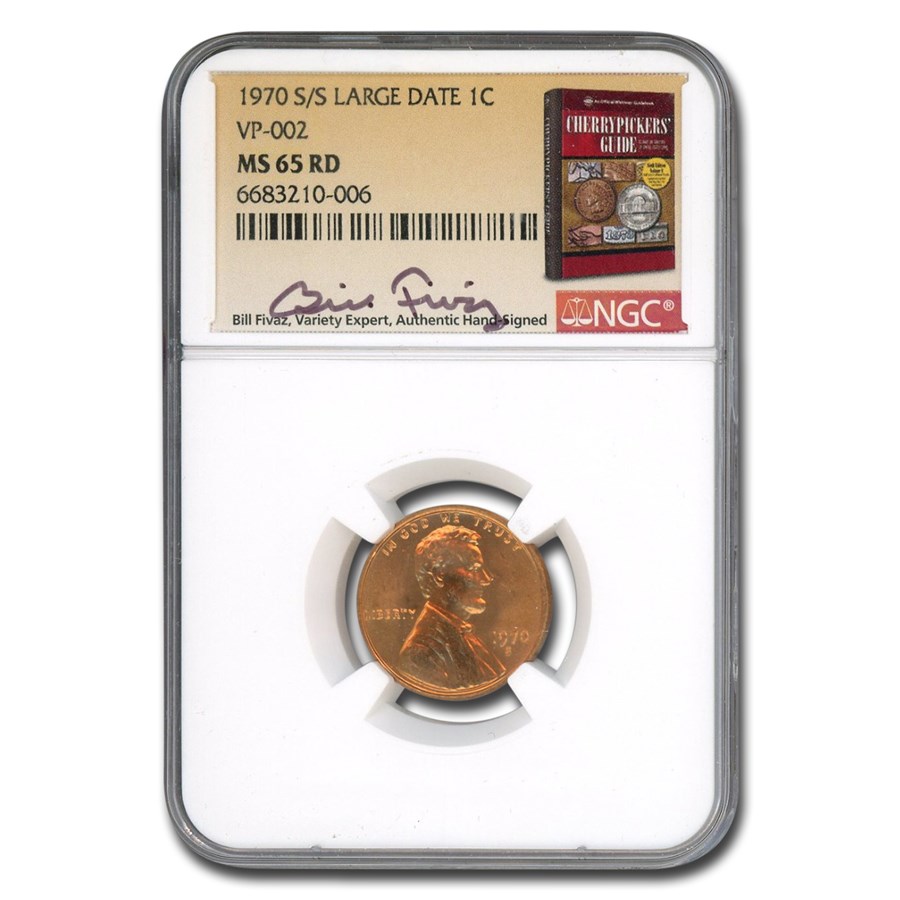 1970-S/S Lincoln Cent MS-65 NGC (Red, Large Date, VP-002, Fivaz)