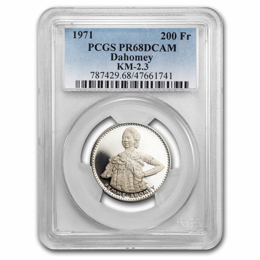 1971 Dahomey Silver 200 Francs Abormey Woman PR-68 DCAM PCGS