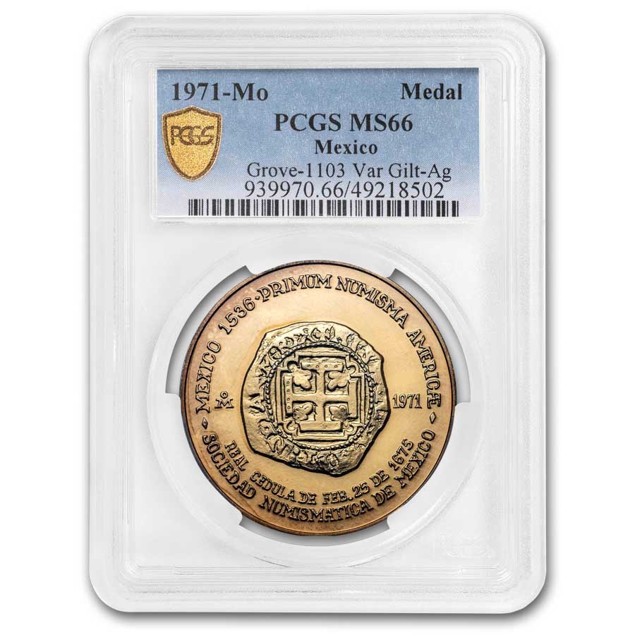 1971-Mo Mexico 8 Escudos Medal MS-66 PCGS (Grove-1103, Gilt)