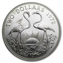 1972 Bahamas Silver $2 Flamingos BU