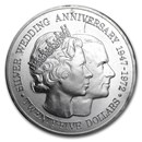 1972 Cayman Islands Silver $25 Silver Wedding BU