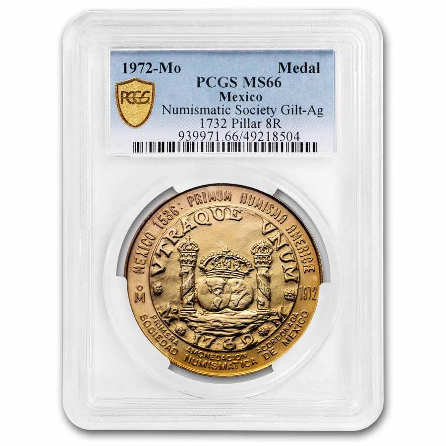 1972-Mo Mexico 8 Reales Medal MS-66 PCGS (Gilt)