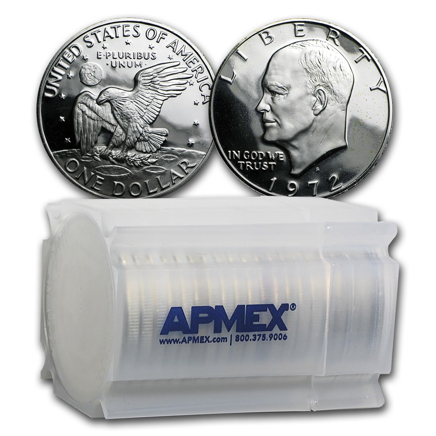 1972-S 40% Silver Eisenhower Dollars 20-Coin Roll Proof