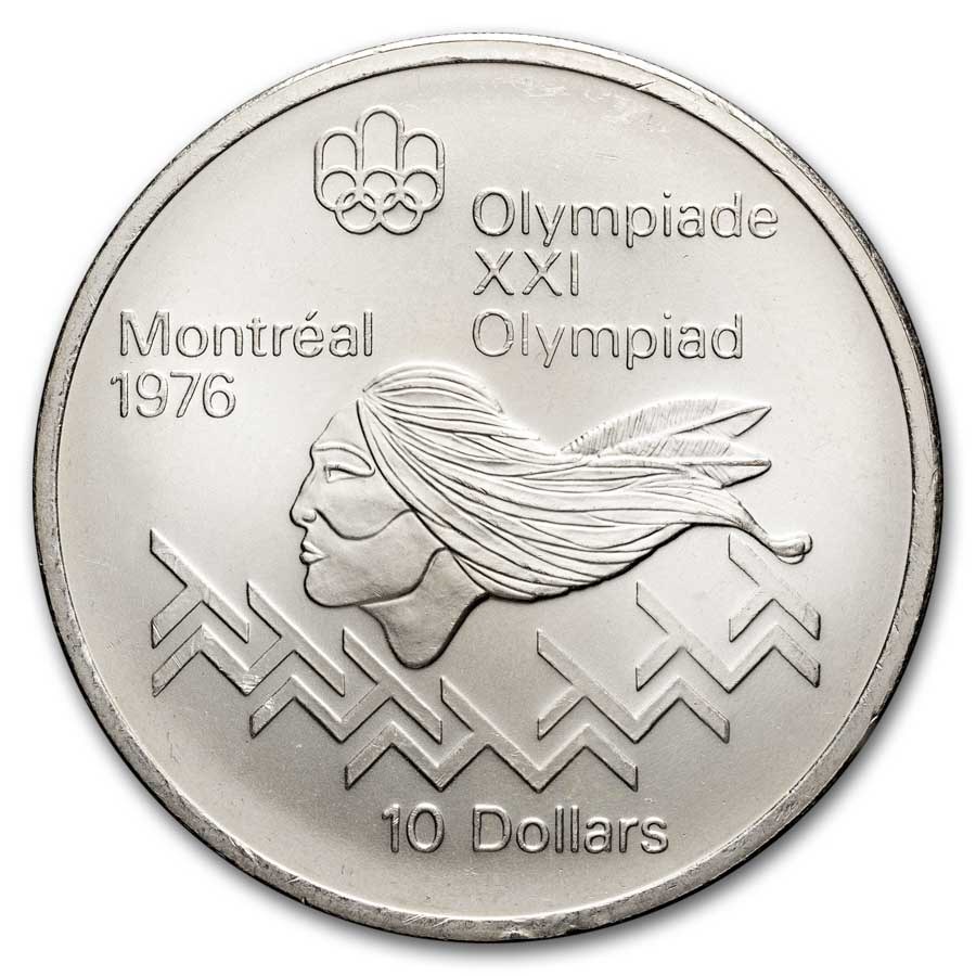 1973-1976 Canada Silver $10 Olympics BU/Proof (Abrasions)