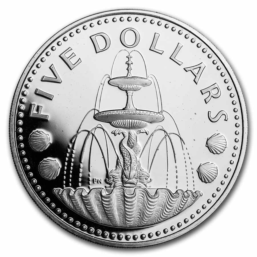 1973-1984 Barbados Silver $5 Fountain Proof