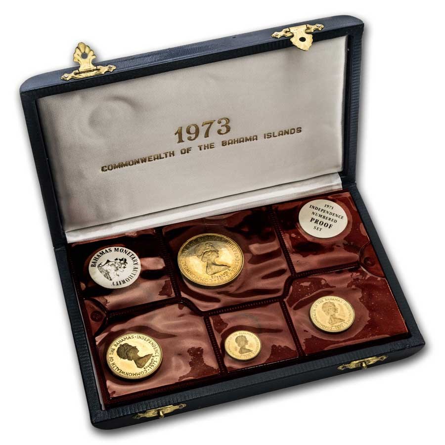 1973 Bahamas 4-Coin Gold Proof Set W/Case