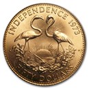1973 Bahamas Gold 50 Dollars Independence BU