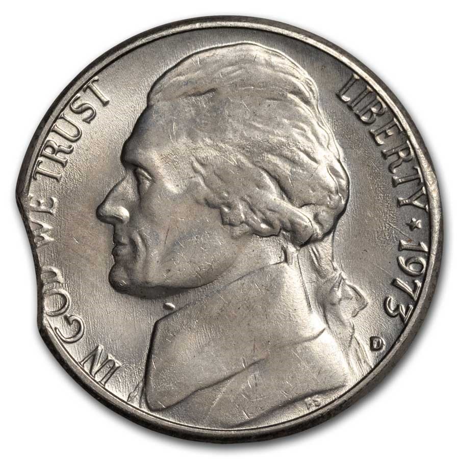 1973-D Jefferson Nickel BU Clipped Planchet