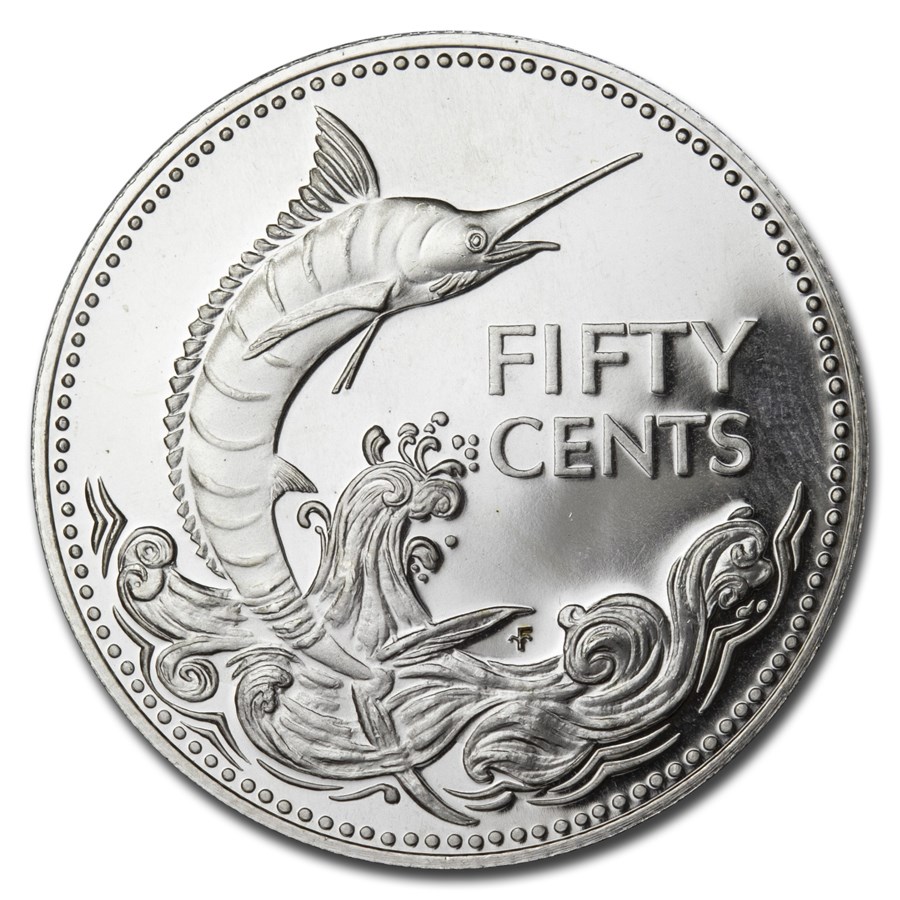 1974 Bahamas Silver 50 Cents Swordfish Proof