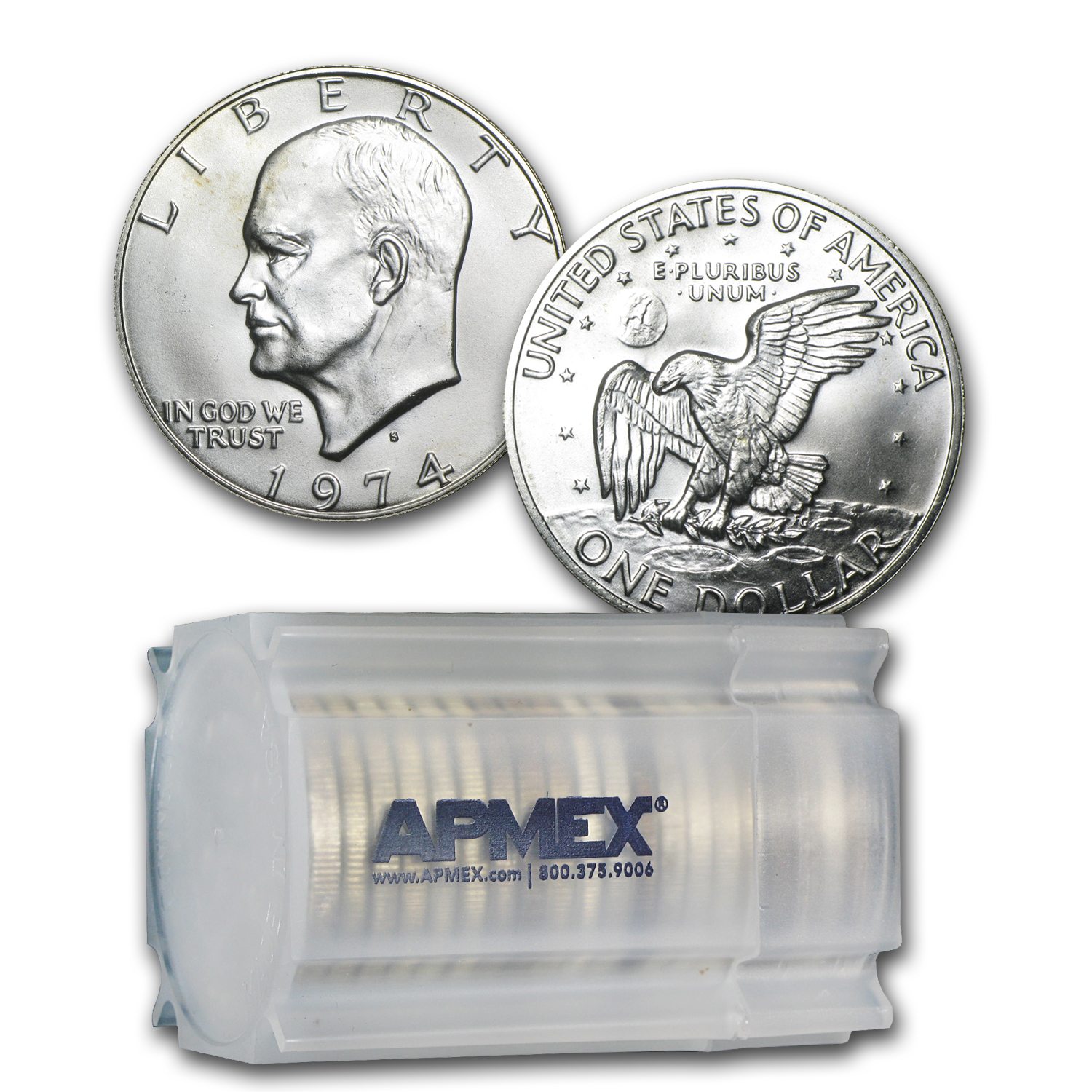 Buy 1974-S 40% Silver Eisenhower Dollars 20-Coin Roll BU | APMEX