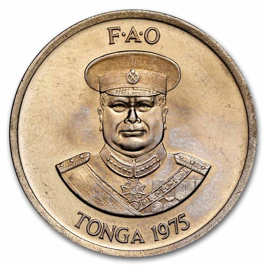 1975 Tonga Copper-Nickel 10 Seniti Cows grazing F.A.O. BU