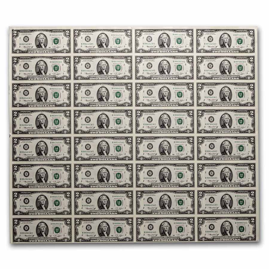 Buy 1976 (B New York) $2.00 FRN CU (Fr#-1935B) 32 Note Uncut Sheet | APMEX