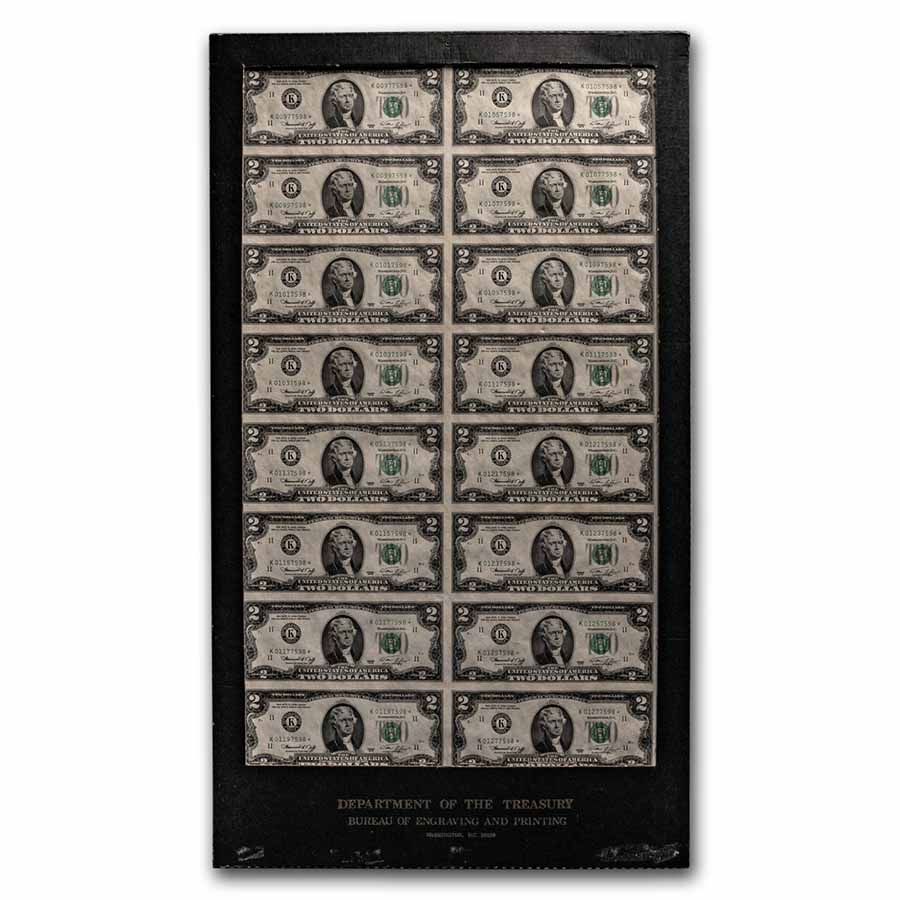 Buy 1976* (K-Dallas) $2.00 FRN CU (Fr#1935-K*) 16 Note Uncut Sheet | APMEX