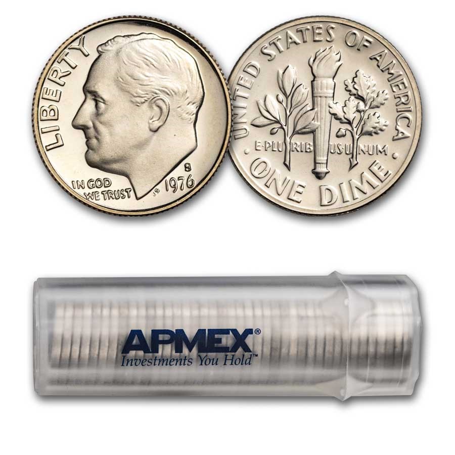 1976-S Roosevelt Dime 50-Coin Roll Proof