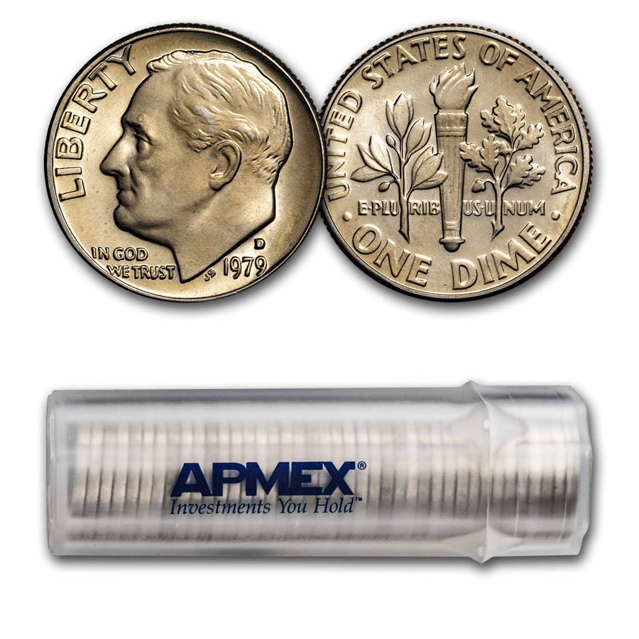 1979-D Roosevelt Dime 50-Coin Roll BU