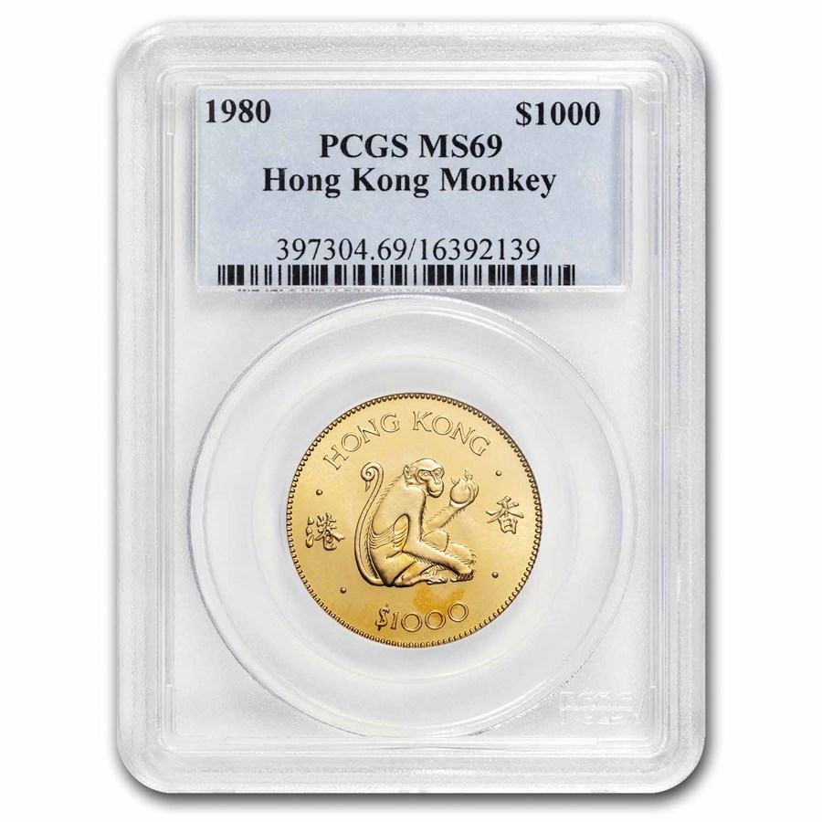 1980 Hong Kong Gold $1000 Year of the Monkey MS-69 PCGS