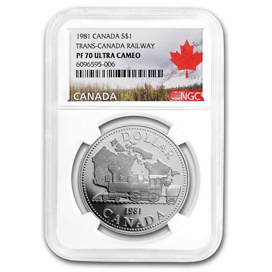 Buy 1981 Canada Silver Dollar PF70 Ultra Cameo NGC (Trans. Railroad